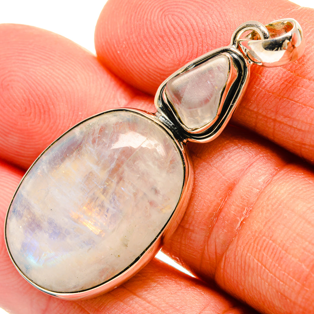 Rainbow Moonstone Pendants handcrafted by Anasilvercos - PD25684