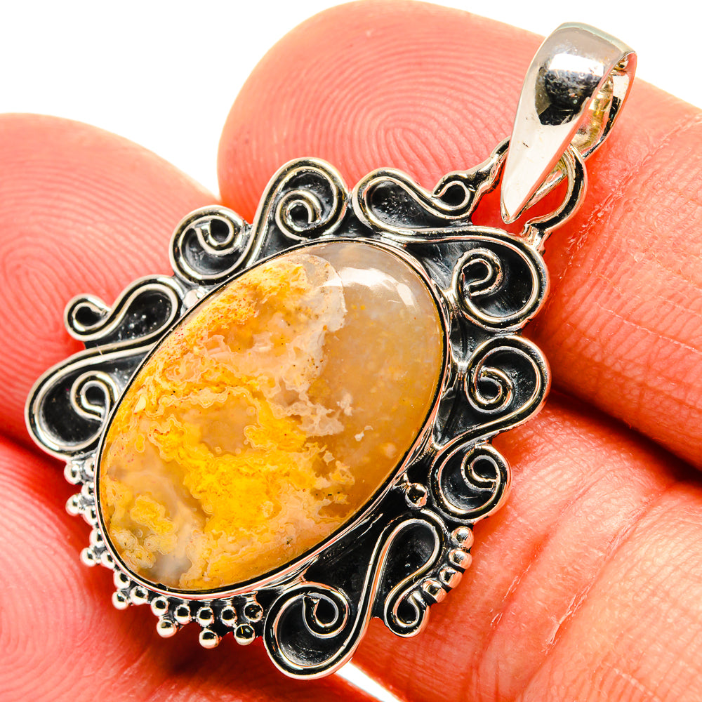Plume Agate Pendants handcrafted by Anasilvercos - PD25743