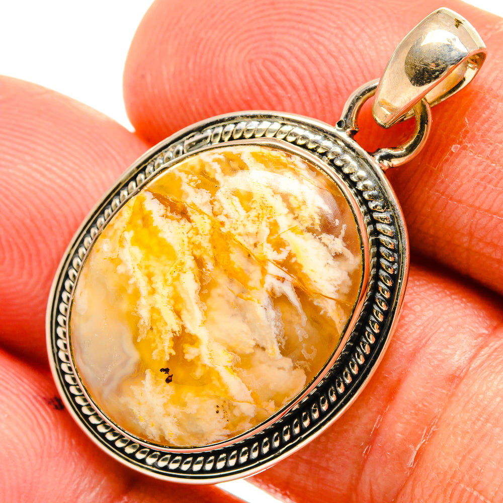 Plume Agate Pendants handcrafted by Anasilvercos - PD25754