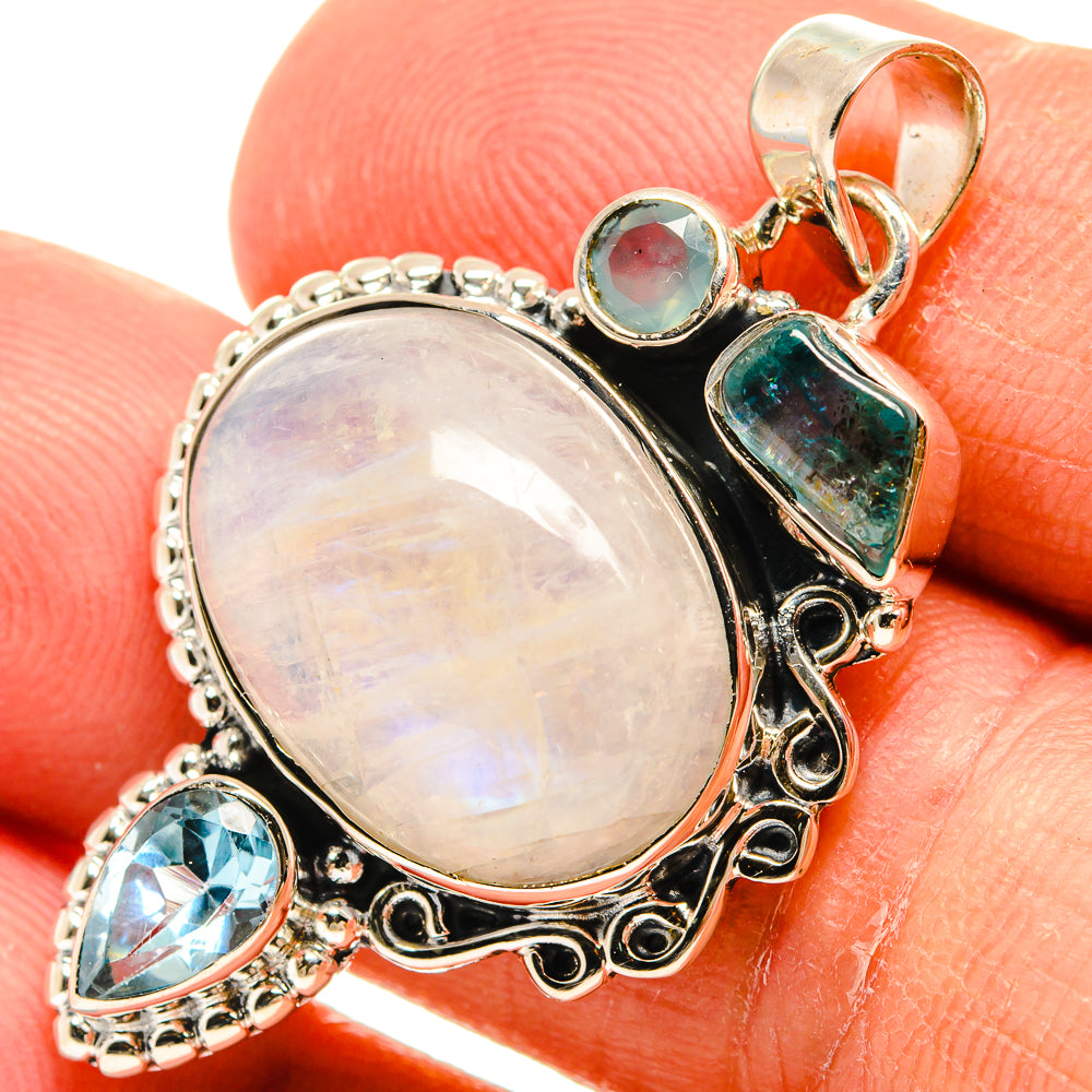 Rainbow Moonstone Pendants handcrafted by Anasilvercos - PD25828