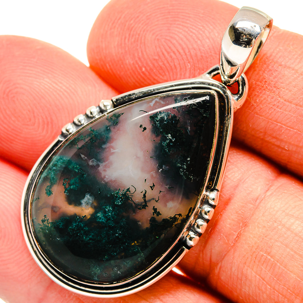 Green Moss Agate Pendants handcrafted by Anasilvercos - PD25903