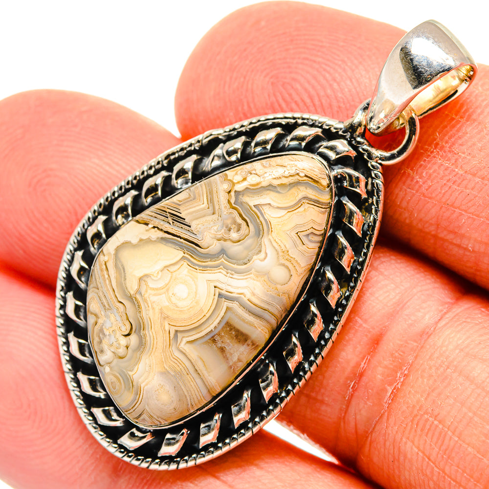 Laguna Lace Agate Pendants handcrafted by Anasilvercos - PD25913