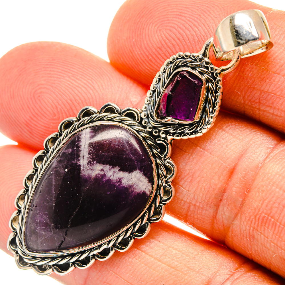 Chevron Amethyst Pendants handcrafted by Anasilvercos - PD25918