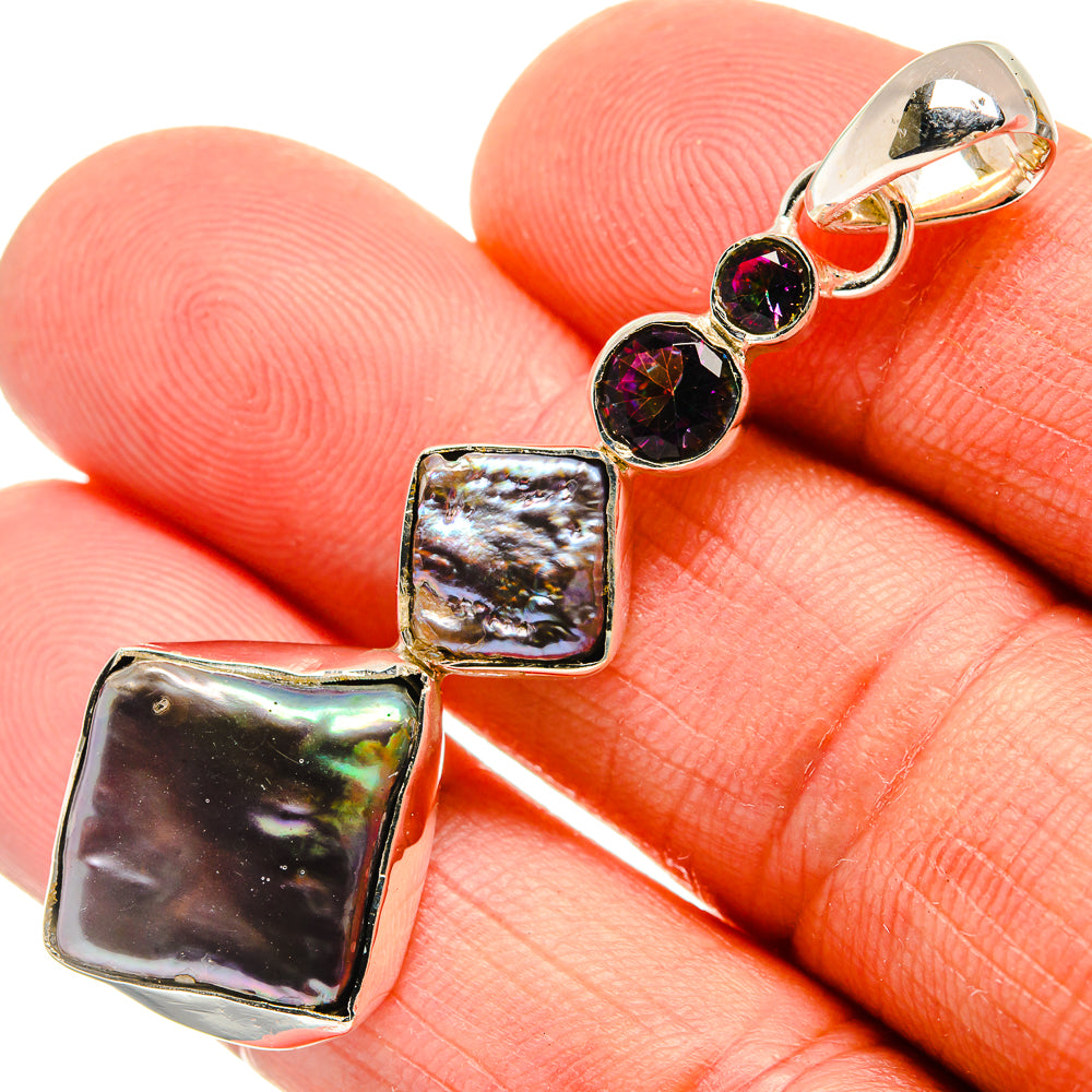 Titanium Mother Of Pearl Pendants handcrafted by Anasilvercos - PD25920