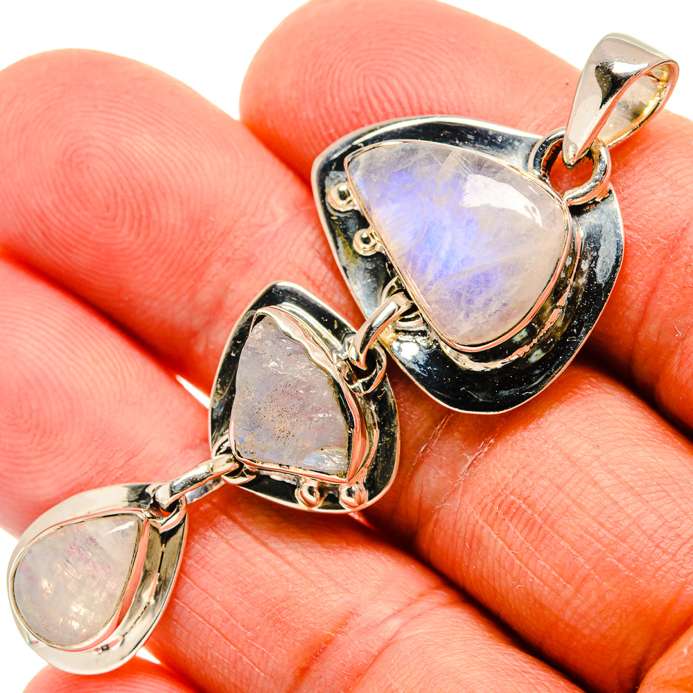Rainbow Moonstone Pendants handcrafted by Anasilvercos - PD25929