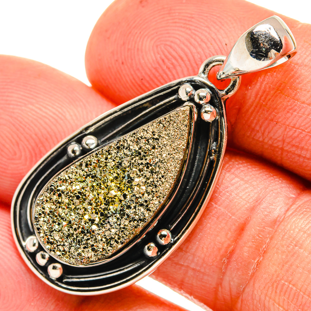 Spectro Pyrite Druzy Pendants handcrafted by Anasilvercos - PD26023