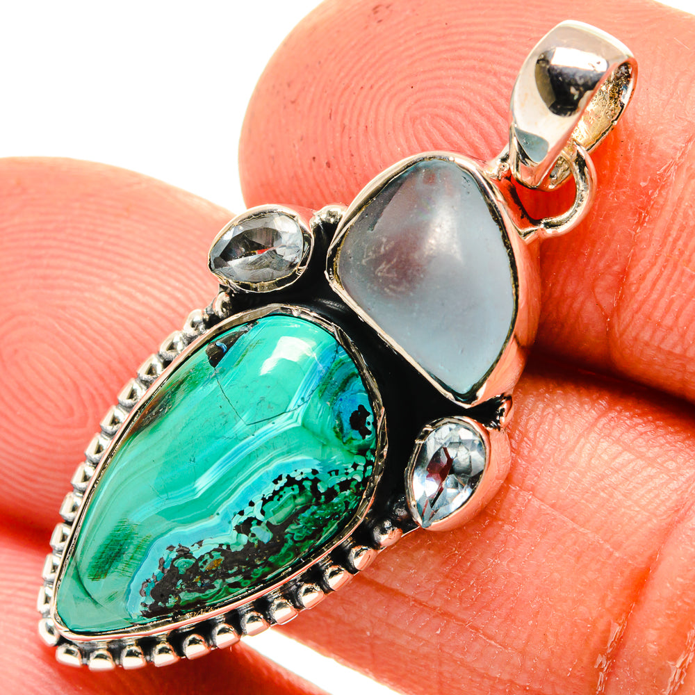 Malachite In Chrysocolla Pendants handcrafted by Anasilvercos - PD26220