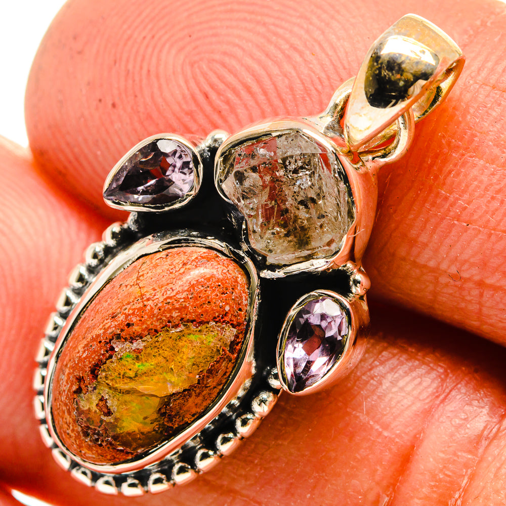 Mexican Fire Opal Pendants handcrafted by Anasilvercos - PD26228