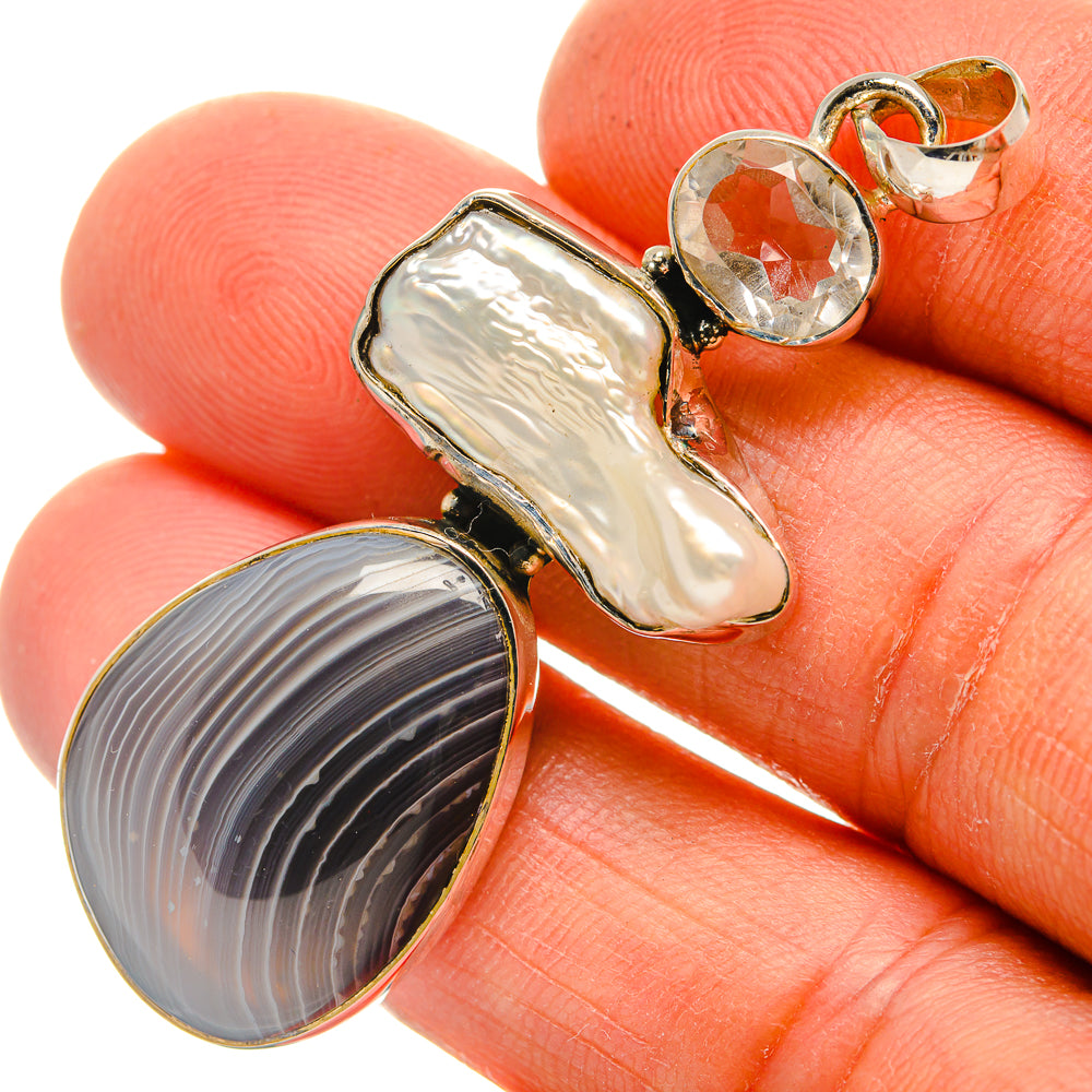 Botswana Agate Pendants handcrafted by Anasilvercos - PD26280
