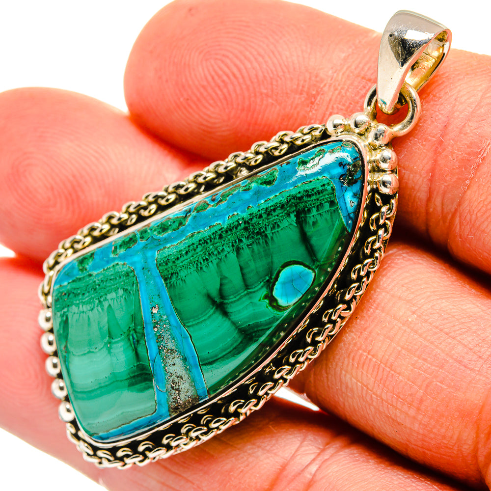 Malachite In Chrysocolla Pendants handcrafted by Anasilvercos - PD26432