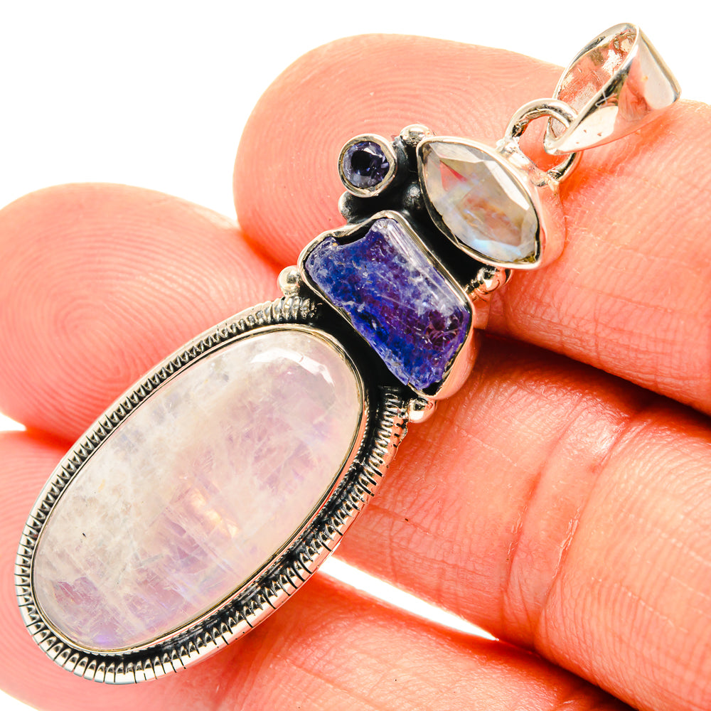 Rainbow Moonstone Pendants handcrafted by Anasilvercos - PD26533