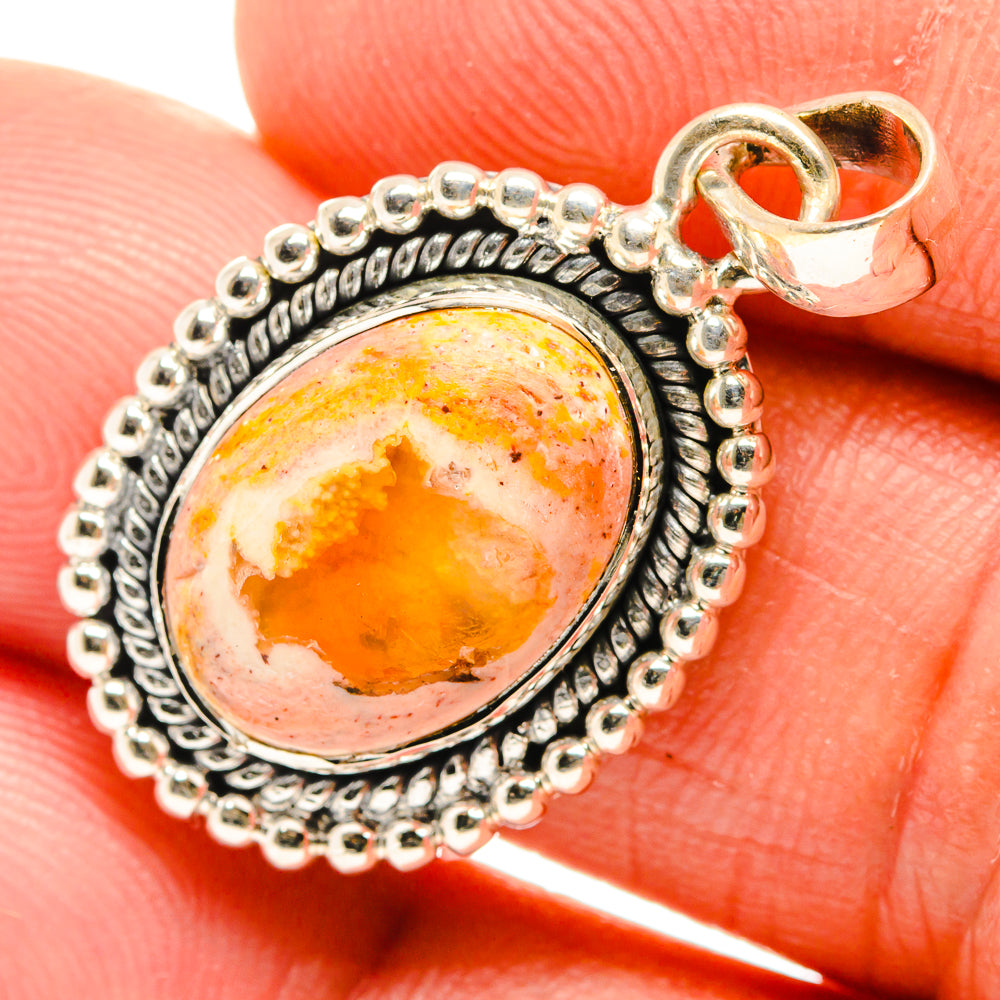 Mexican Fire Opal Pendants handcrafted by Anasilvercos - PD26534