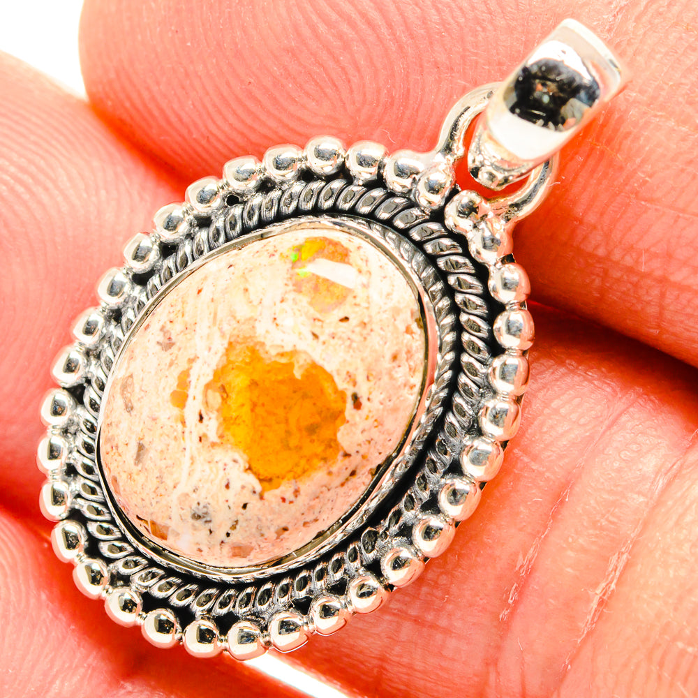 Mexican Fire Opal Pendants handcrafted by Anasilvercos - PD26590
