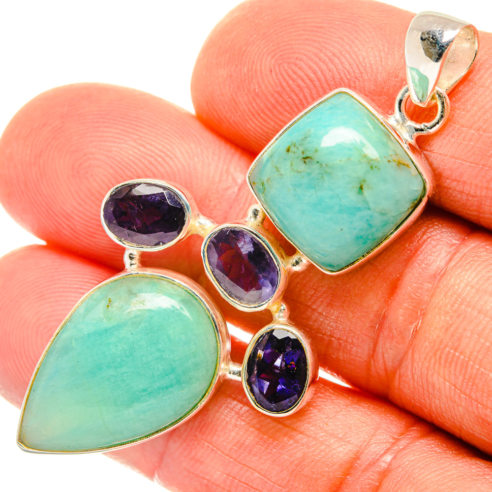Peruvian Amazonite Pendants handcrafted by Anasilvercos - PD26680