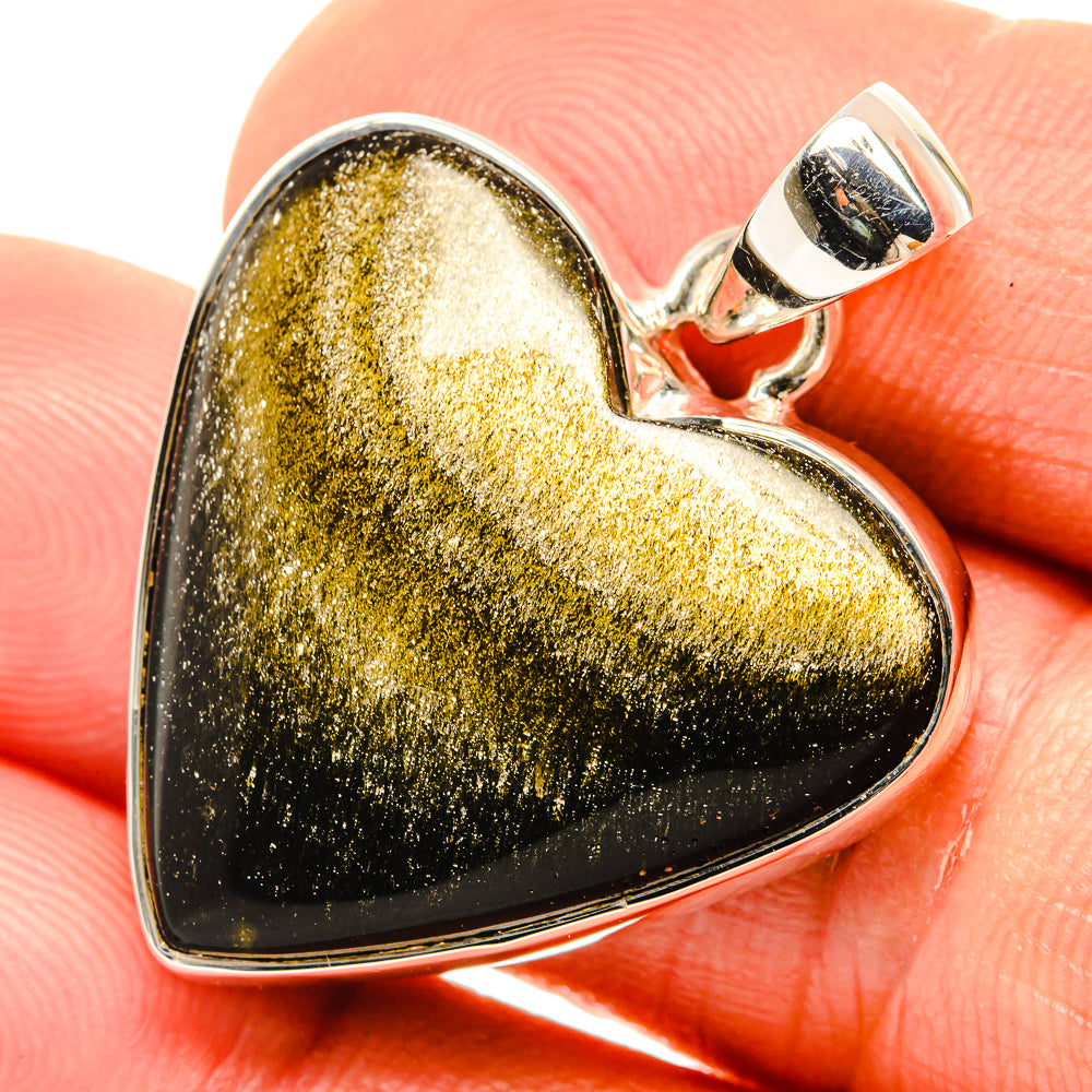 Gold Sheen Obsidian Pendants handcrafted by Anasilvercos - PD26726