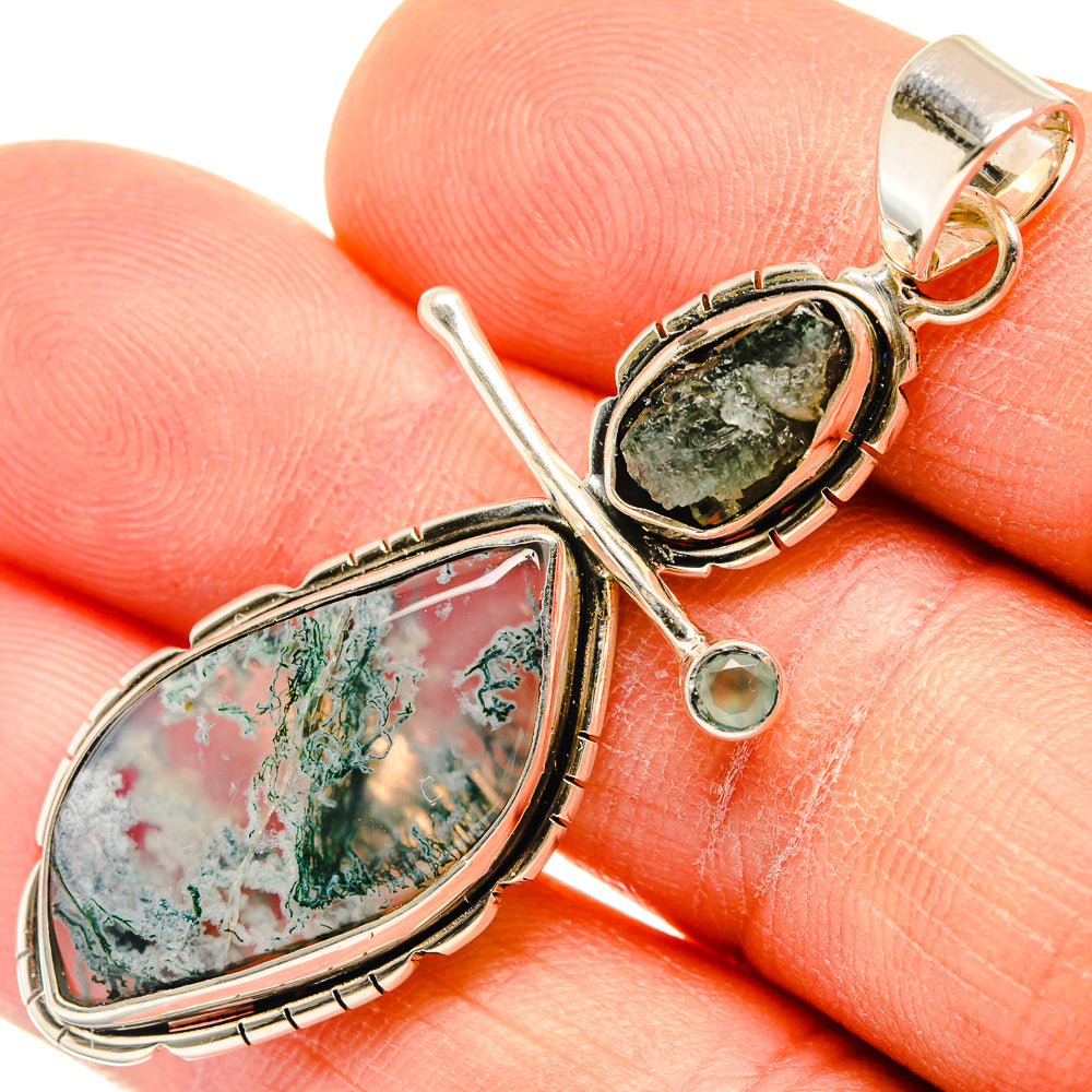 Green Moss Agate Pendants handcrafted by Anasilvercos - PD26887