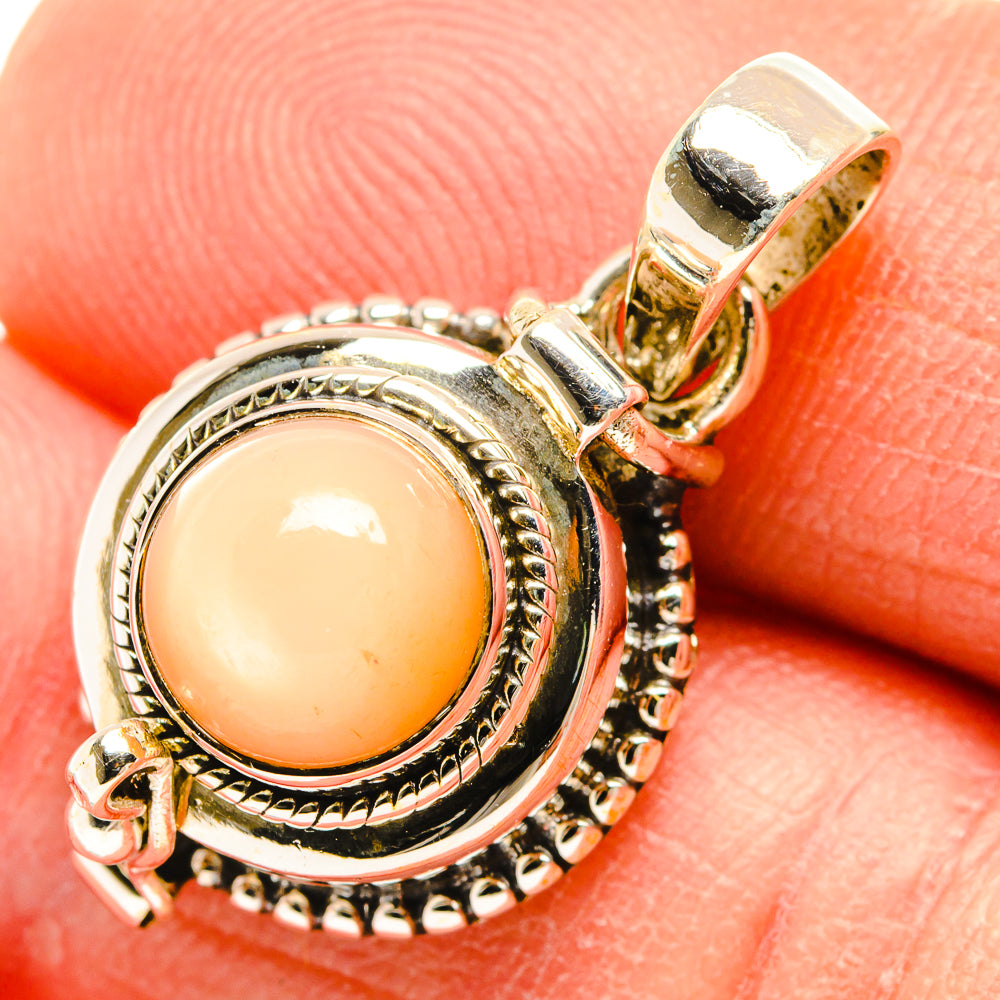 Peach Moonstone Pendants handcrafted by Anasilvercos - PD26915