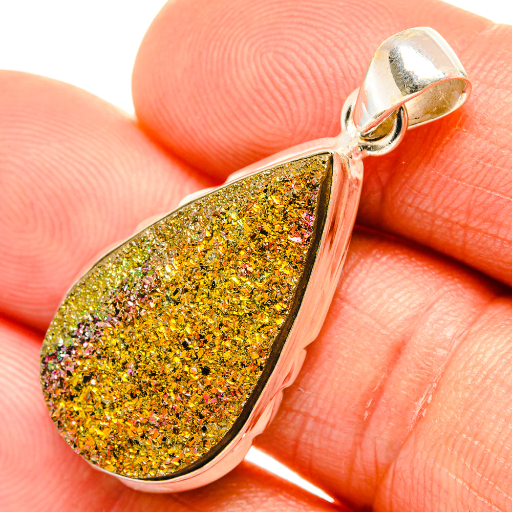 Spectro Pyrite Druzy Pendants handcrafted by Anasilvercos - PD27059