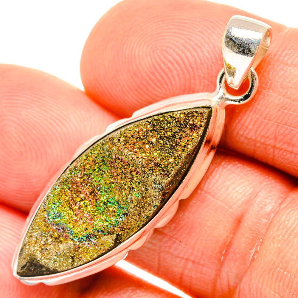Spectro Pyrite Druzy Pendants handcrafted by Anasilvercos - PD27060