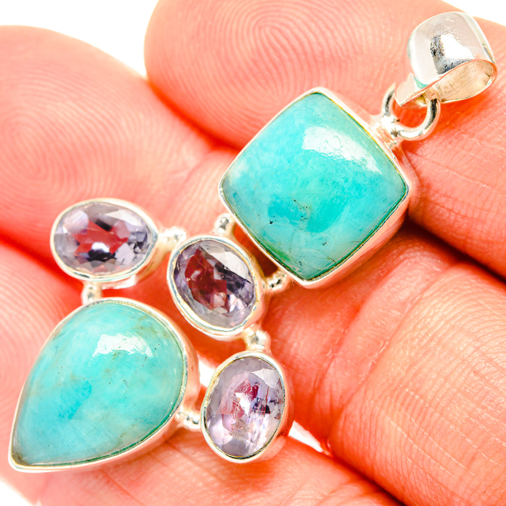Peruvian Amazonite Pendants handcrafted by Anasilvercos - PD27194