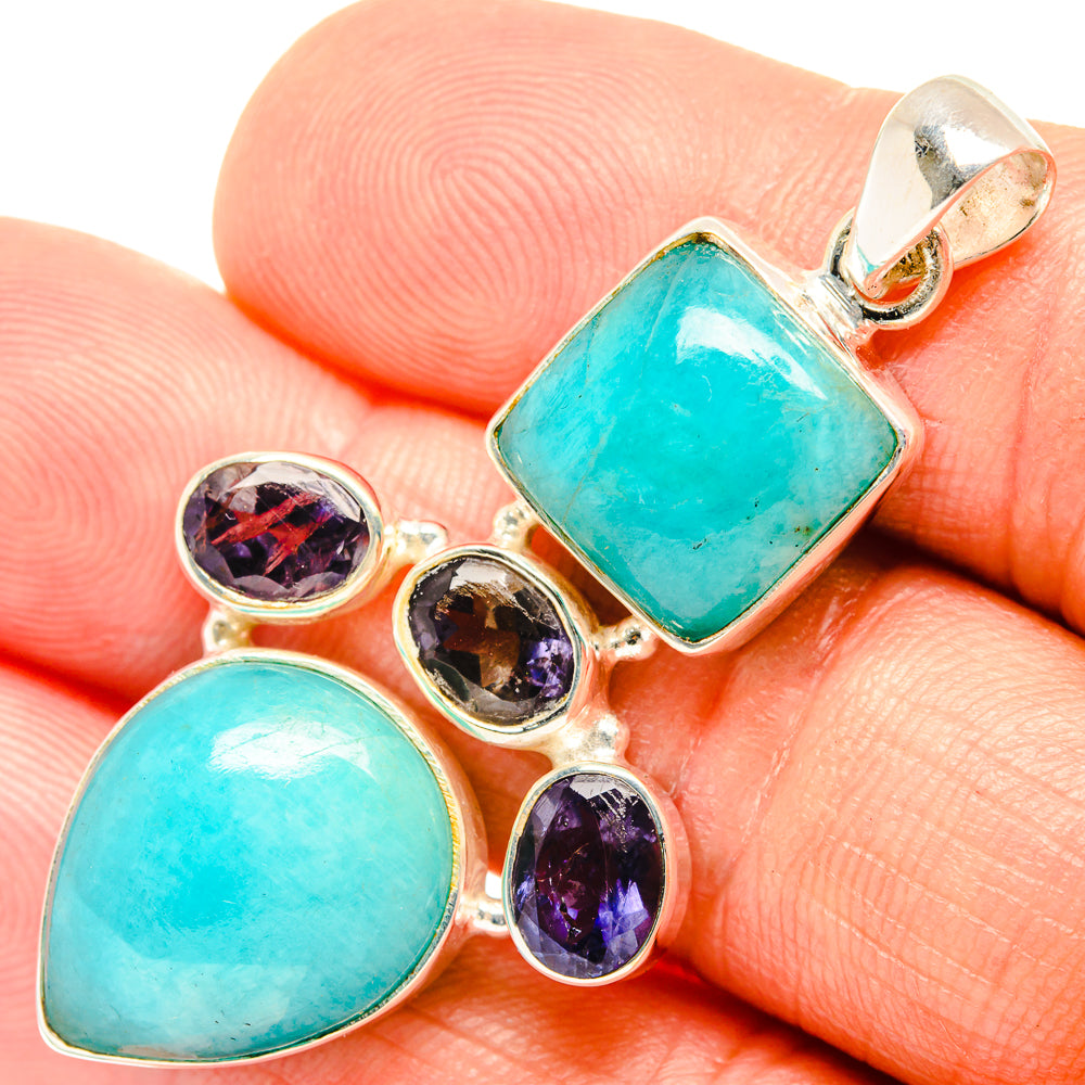 Peruvian Amazonite Pendants handcrafted by Anasilvercos - PD27196