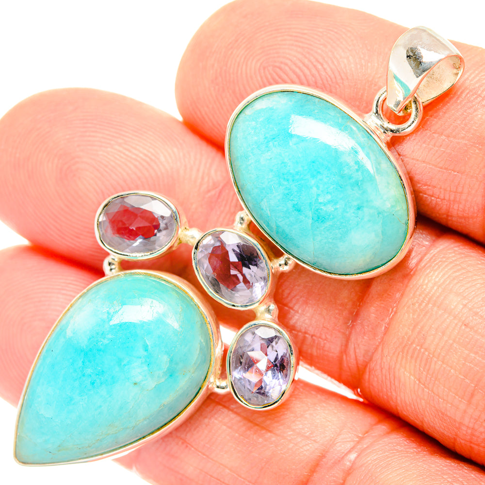 Peruvian Amazonite Pendants handcrafted by Anasilvercos - PD27197