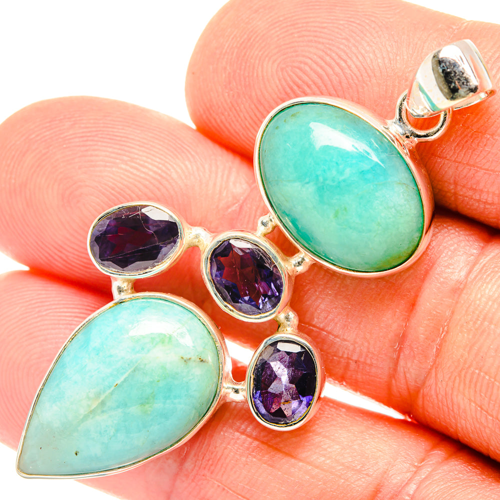 Peruvian Amazonite Pendants handcrafted by Anasilvercos - PD27198