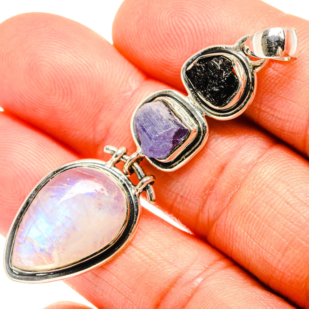 Rainbow Moonstone Pendants handcrafted by Anasilvercos - PD27215