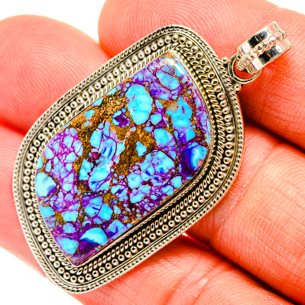 Purple Copper Composite Turquoise Pendants handcrafted by Anasilvercos - PD27276