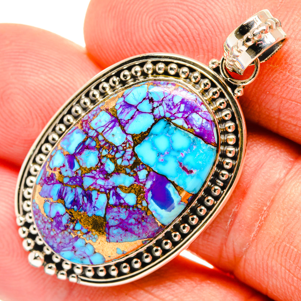 Purple Copper Composite Turquoise Pendants handcrafted by Anasilvercos - PD27296