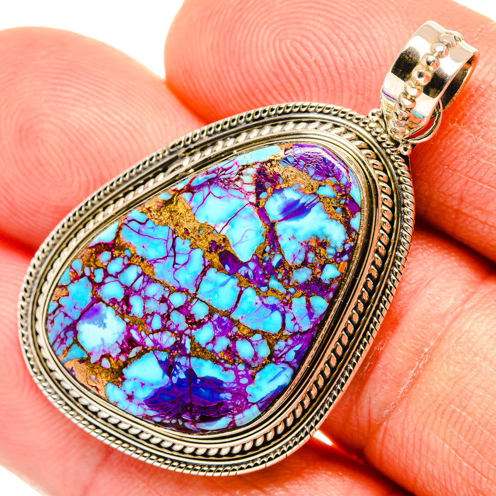 Purple Copper Composite Turquoise Pendants handcrafted by Anasilvercos - PD27297