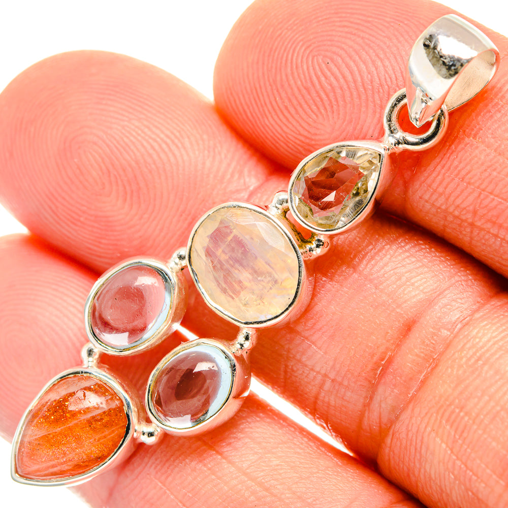 Rainbow Moonstone Pendants handcrafted by Anasilvercos - PD27406