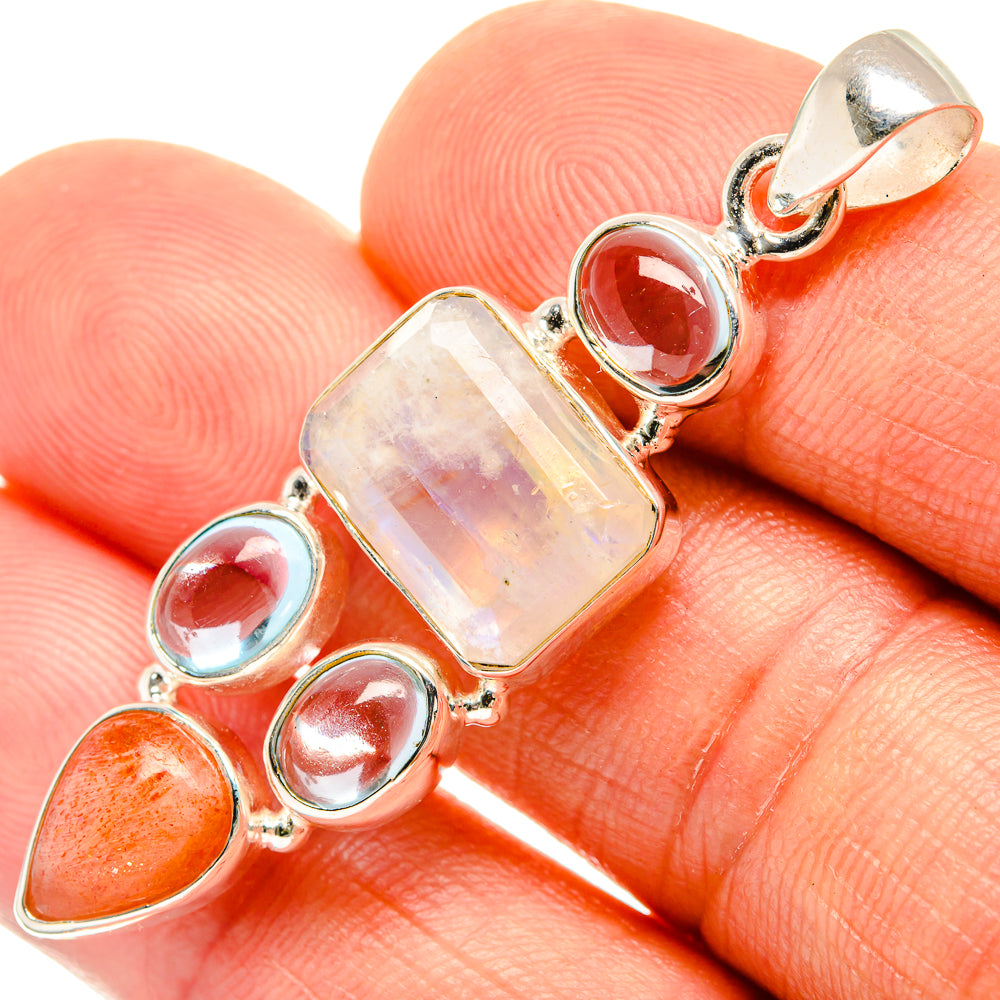 Rainbow Moonstone Pendants handcrafted by Anasilvercos - PD27415