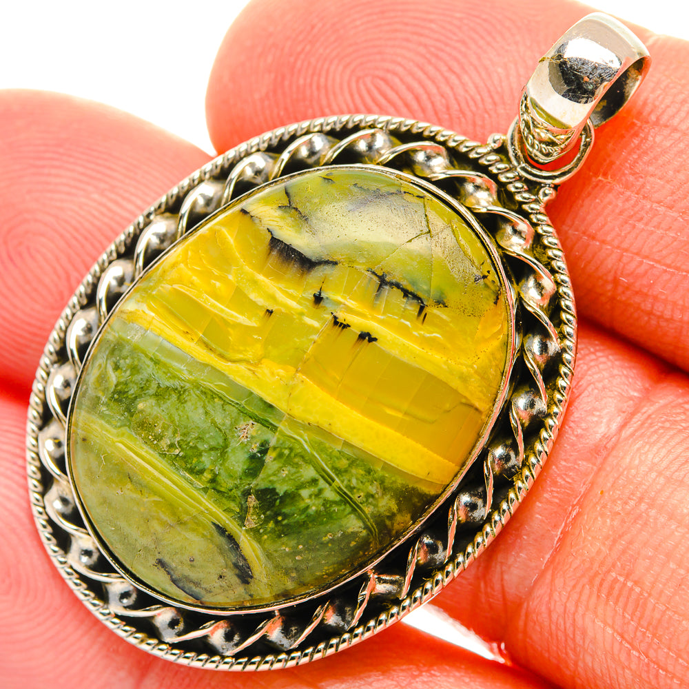 African Green Opal Pendants handcrafted by Anasilvercos - PD27446