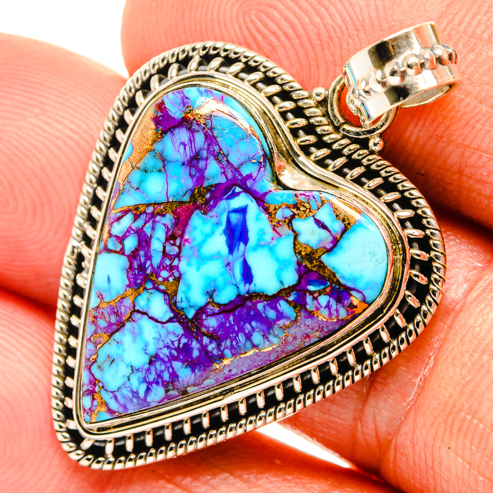 Purple Copper Composite Turquoise Pendants handcrafted by Anasilvercos - PD27655