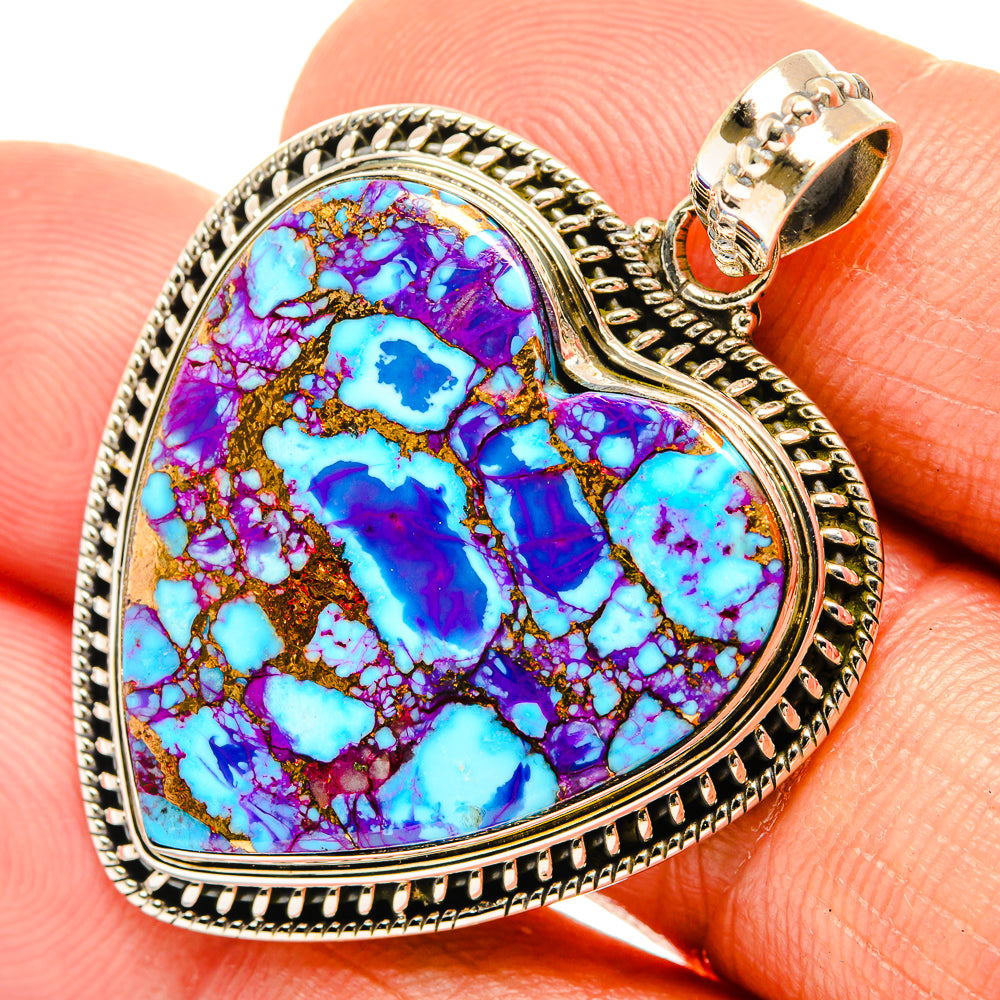 Purple Copper Composite Turquoise Pendants handcrafted by Anasilvercos - PD27656
