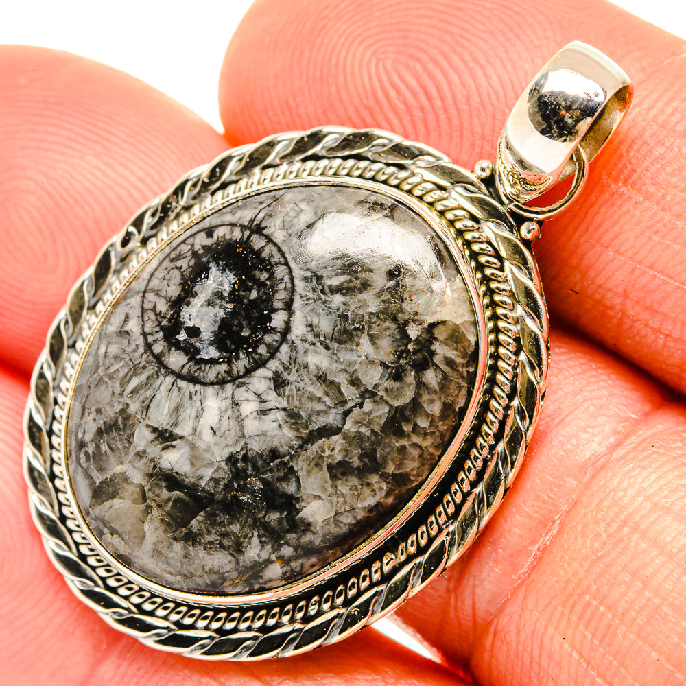Moroccan Goniatite Fossil Pendants handcrafted by Anasilvercos - PD27663