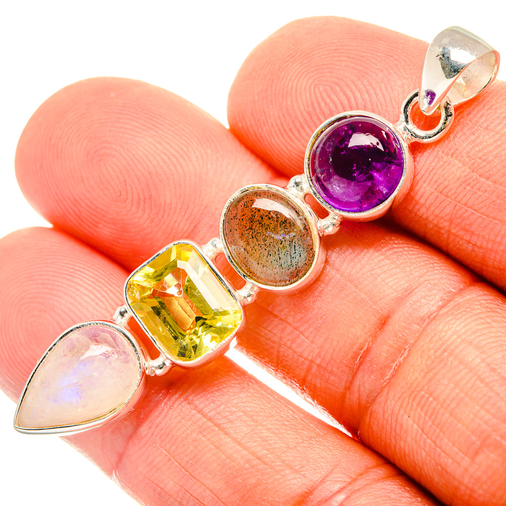 Rainbow Moonstone Pendants handcrafted by Anasilvercos - PD27728