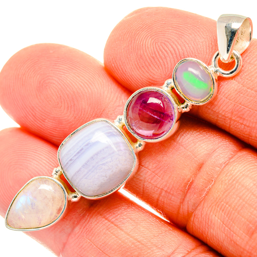 Blue Lace Agate Pendants handcrafted by Anasilvercos - PD27737