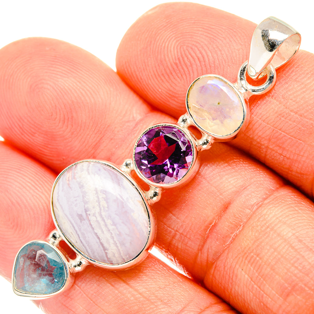 Blue Lace Agate Pendants handcrafted by Anasilvercos - PD27742