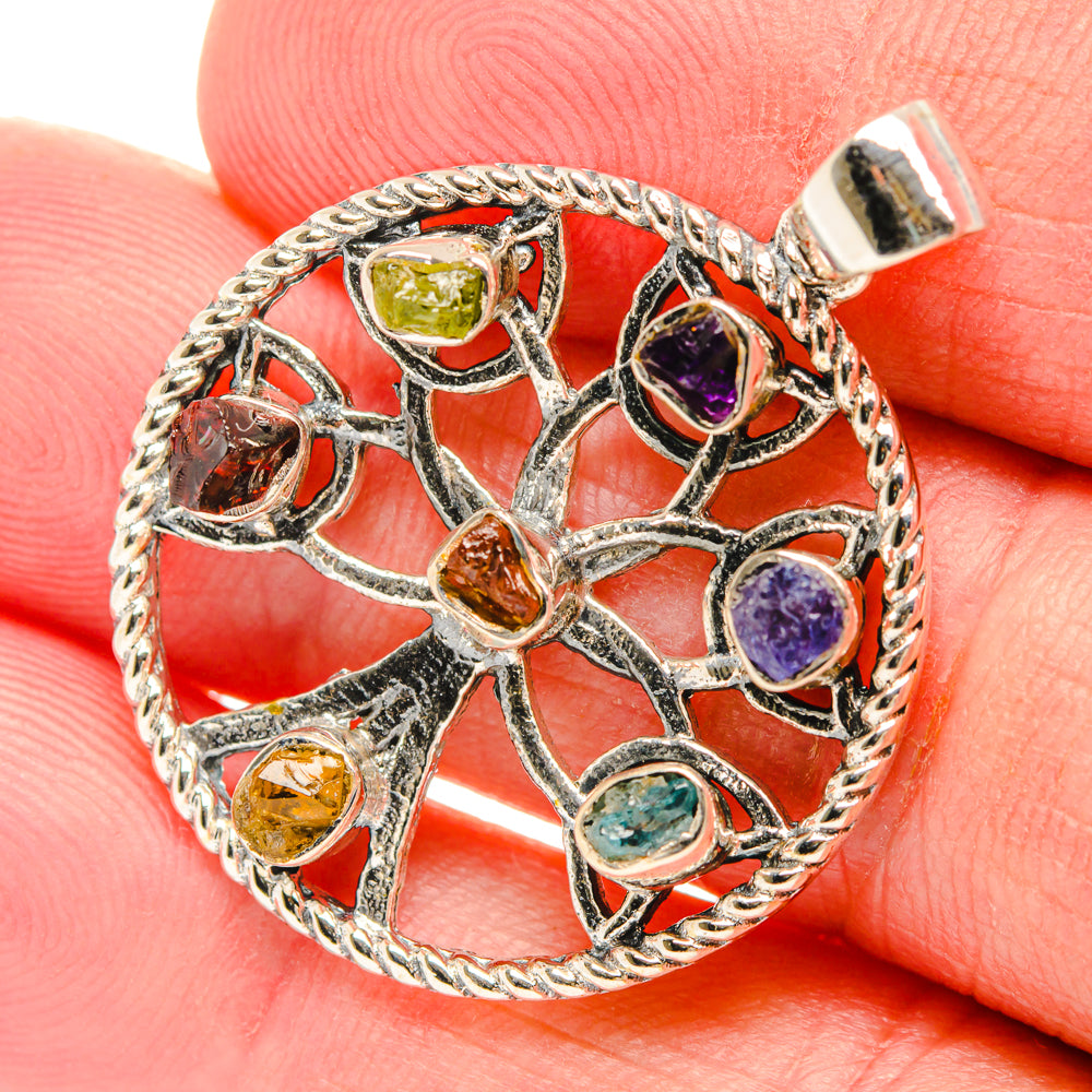 Multi-Stone Chakra Tree Of Life Pendants handcrafted by Anasilvercos - PD27829