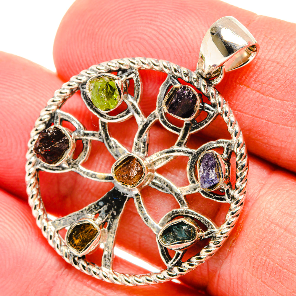 Multi-Stone Chakra Tree Of Life Pendants handcrafted by Anasilvercos - PD27830