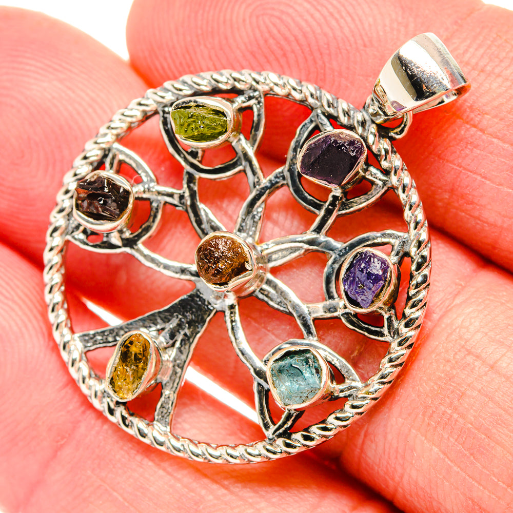 Multi-Stone Chakra Tree Of Life Pendants handcrafted by Anasilvercos - PD27831