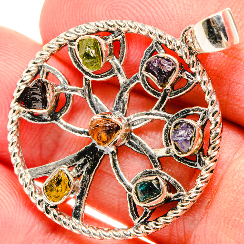 Multi-Stone Chakra Tree Of Life Pendants handcrafted by Anasilvercos - PD27833