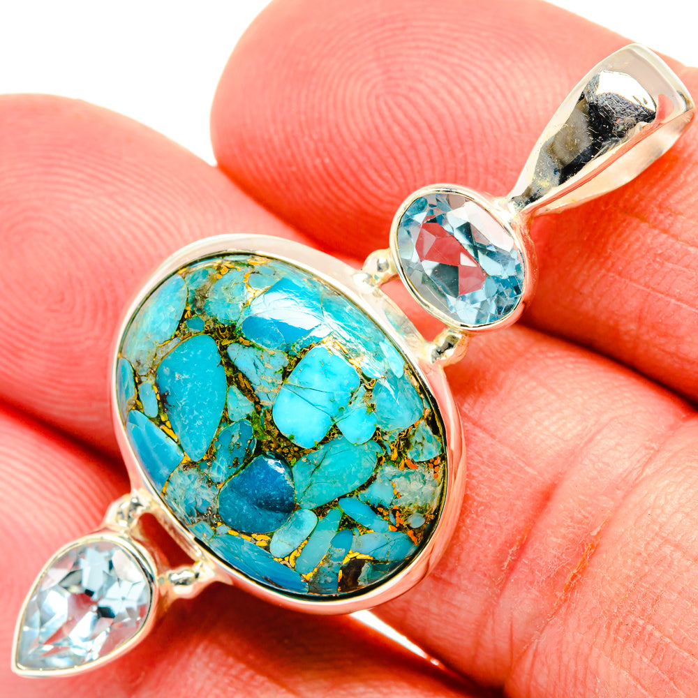 Blue Copper Composite Turquoise Pendants handcrafted by Anasilvercos - PD27842