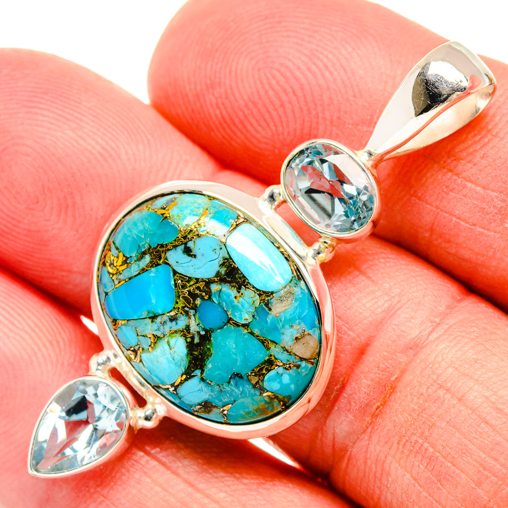 Blue Copper Composite Turquoise Pendants handcrafted by Anasilvercos - PD27844