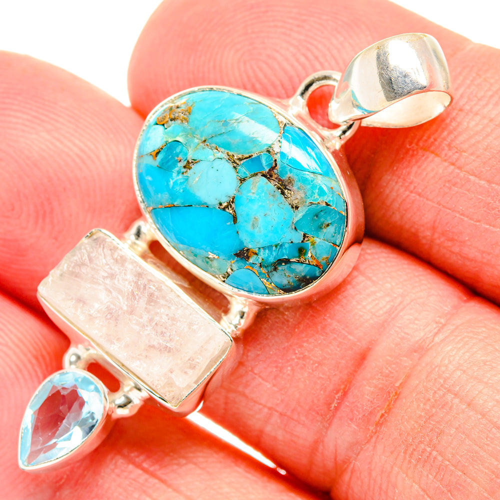 Blue Copper Composite Turquoise Pendants handcrafted by Anasilvercos - PD27845