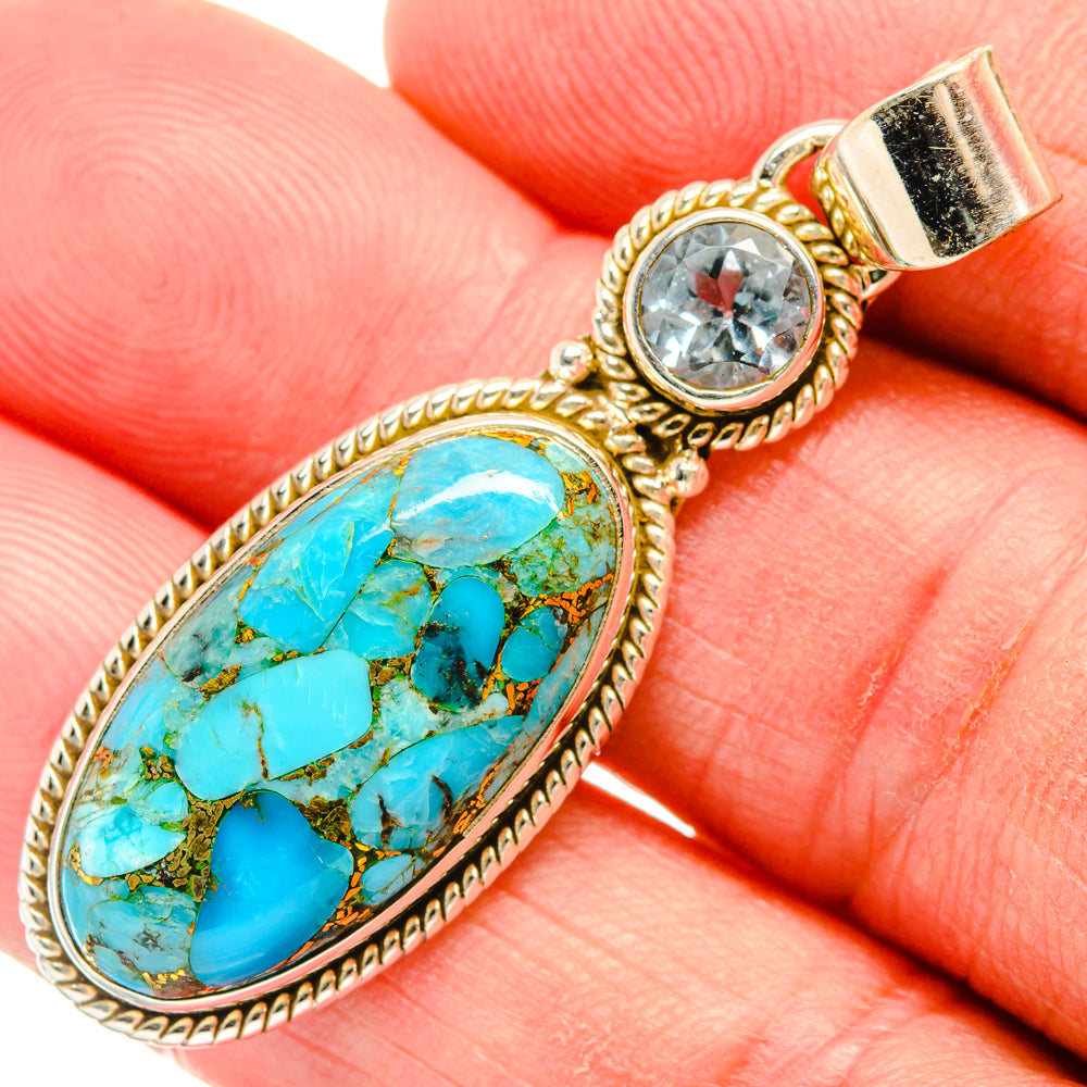 Blue Copper Composite Turquoise Pendants handcrafted by Anasilvercos - PD27846