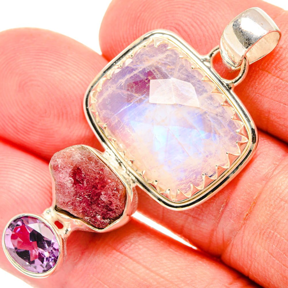 Rainbow Moonstone Pendants handcrafted by Anasilvercos - PD27889