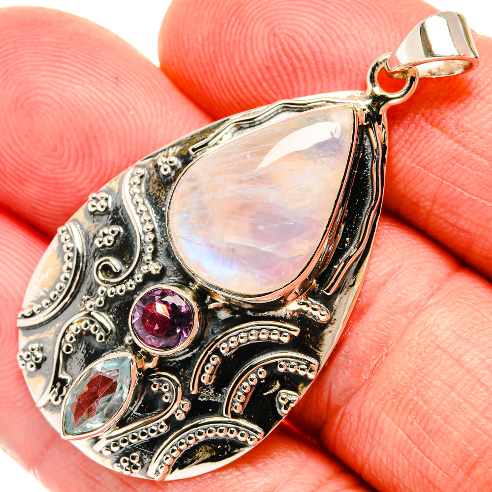 Rainbow Moonstone Pendants handcrafted by Anasilvercos - PD27913